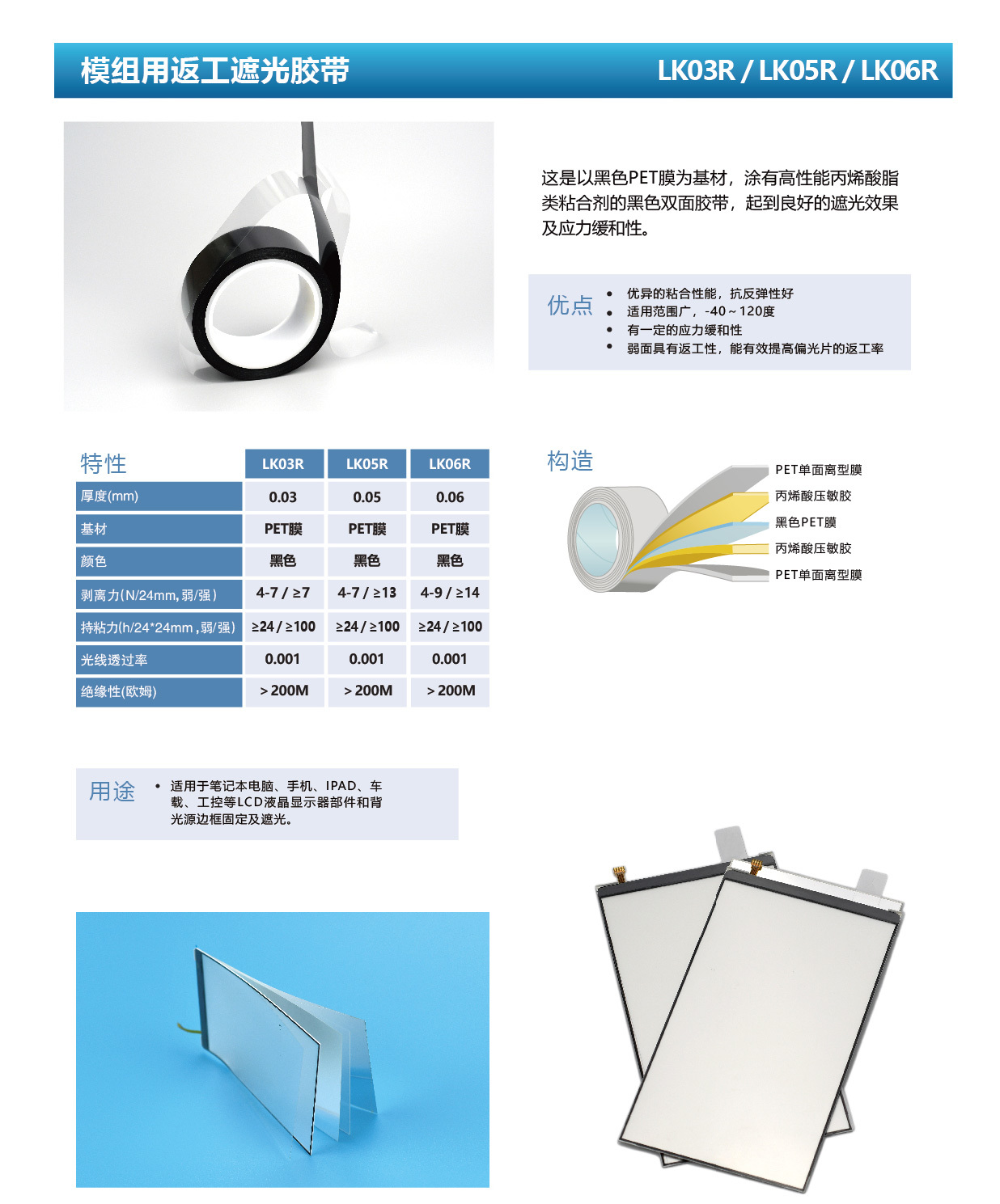 模组用返工遮光胶带 LKO3R/ LKO5R/ LKO6R