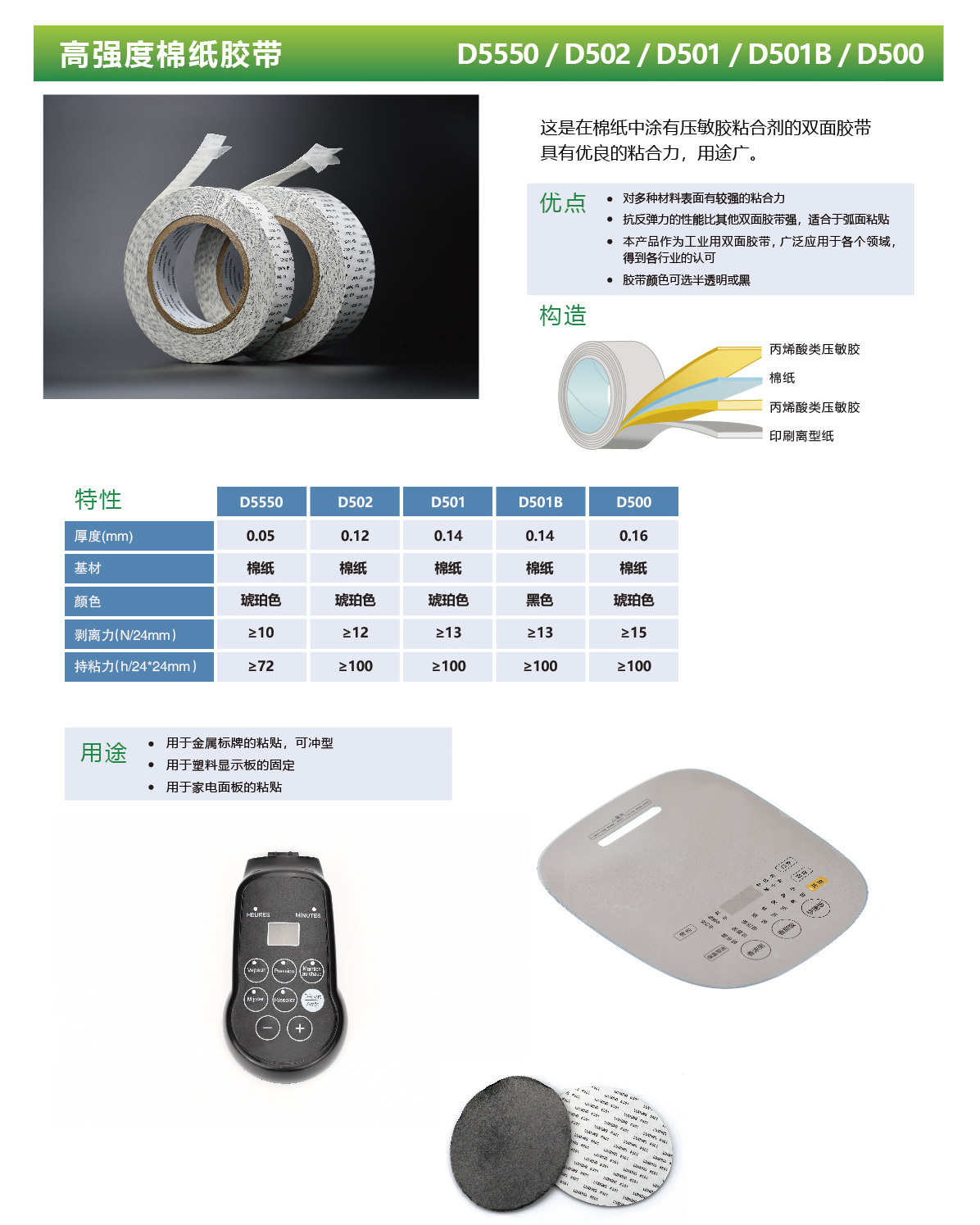 高强度棉纸胶带 D5550 / D502/ D501 /D501B / D500